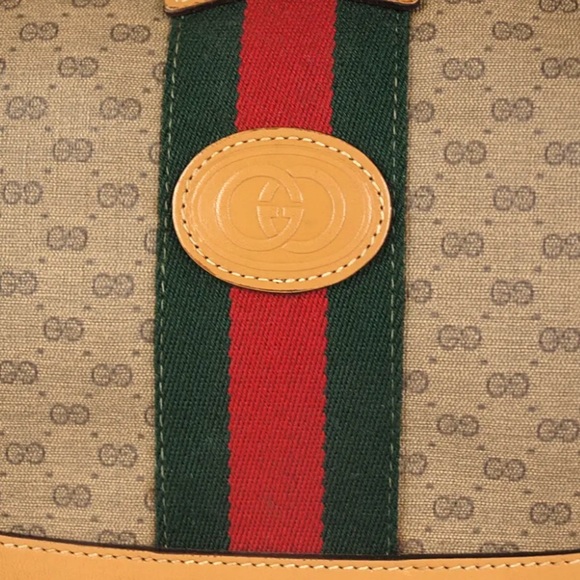 🔴SOLD🔴GUCCI Vintage Sherry Line Micro GG Web PVC Canvas Browns Crossbody bag - Picture 7 of 15